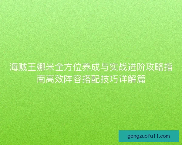 海贼王娜米全方位养成与实战进阶攻略指南高效阵容搭配技巧详解篇